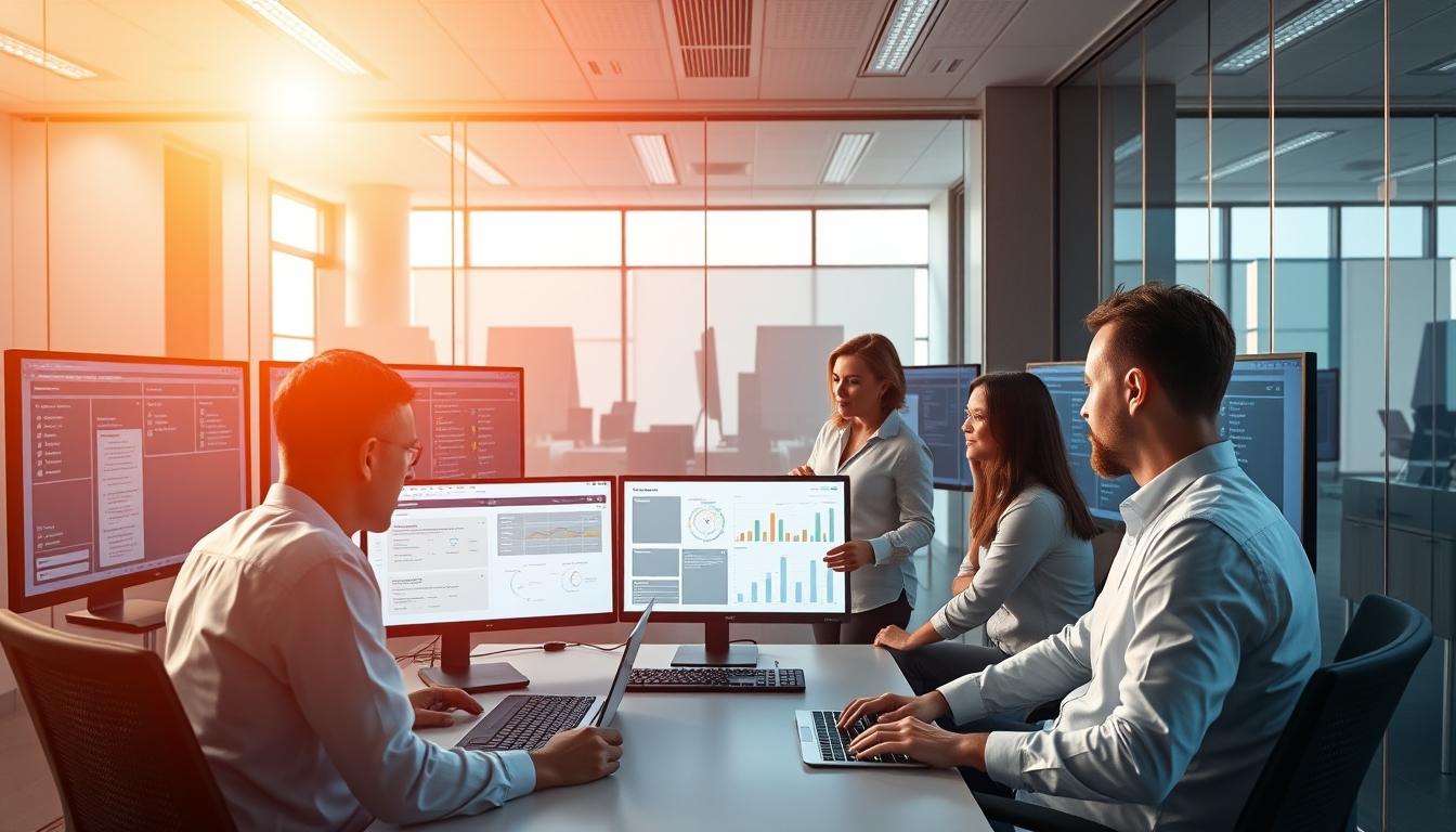 Business software development team collaboration